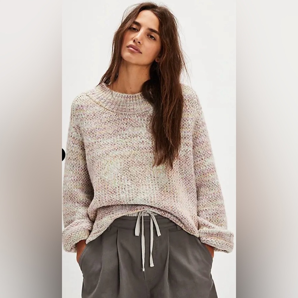 Free People Cotton Candy Pullover Sweater Gardenia Blossom Combo Size Large